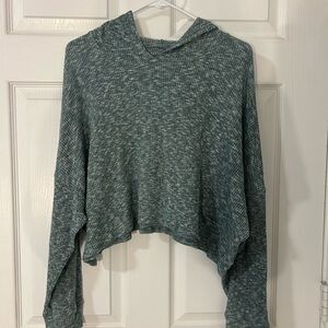 American Age Heathered Green Knit Cropped Hoodie